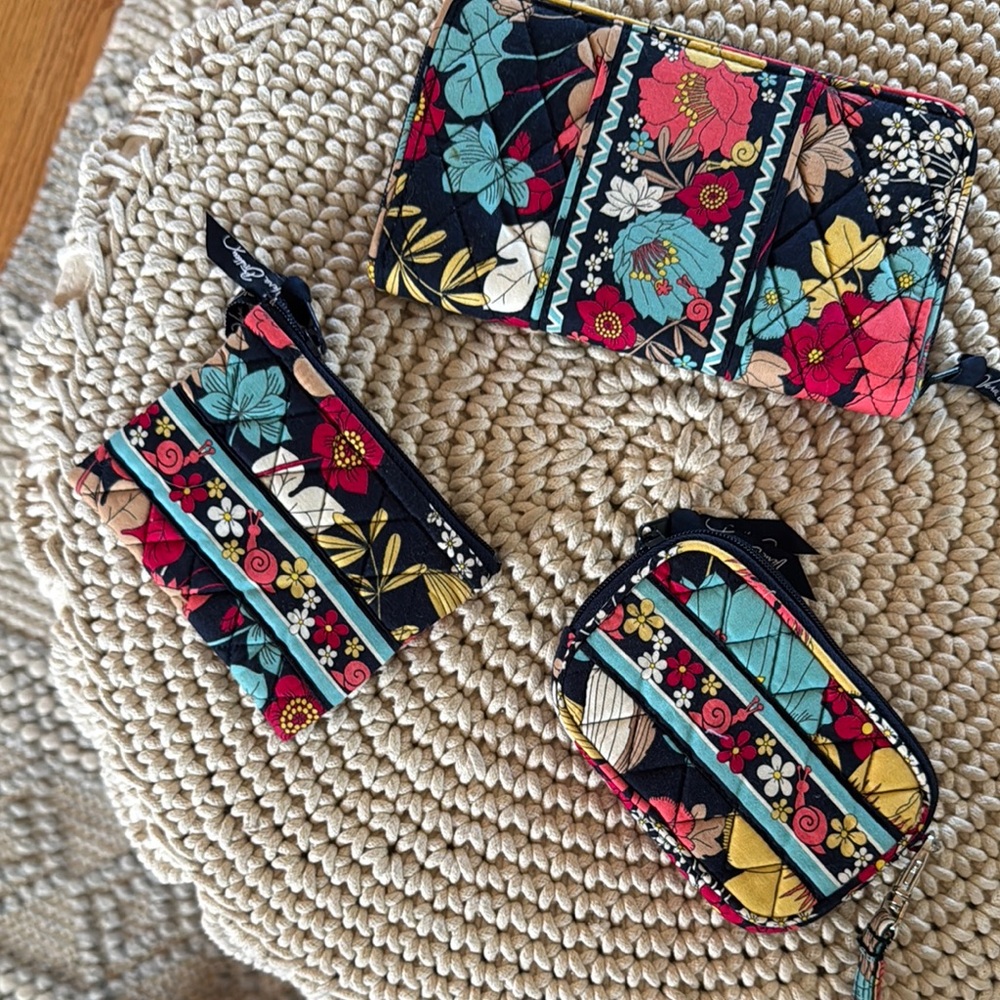 Vera Bradley Floral Patterned Wallet and Pouches Set